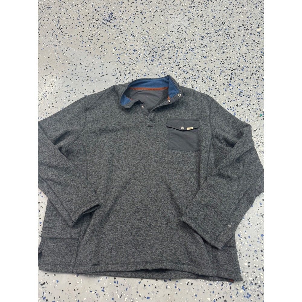 Woolrich Mens Gray Pullover‎ Sweater Quarter Snap Button Pocket Outdoors